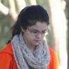 Selena Gomez, sans maquillage, sort de chez une amie à Studio City, le 22 janvier 2013.