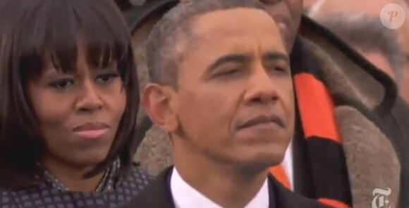 Barack et Michelle Obama subjugués par la performance de Beyoncé lors de l'investiture de Barack OBama le 21 janvier 2013 à Washington