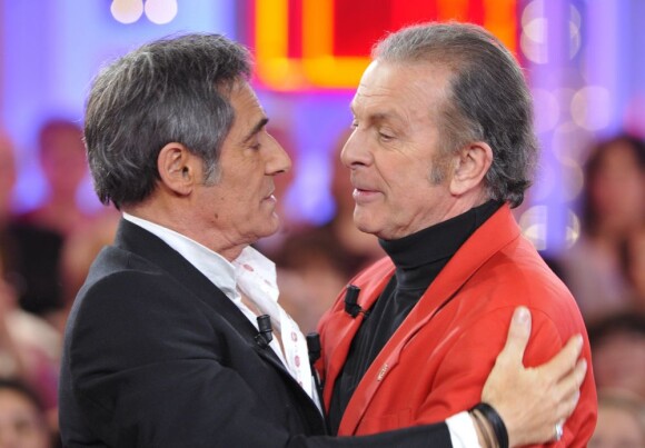 Gérard Lanvin et Roland Giraud lors de l'enregistrement de l'émission Vivement Dimanche, le 23 Janvier 2013