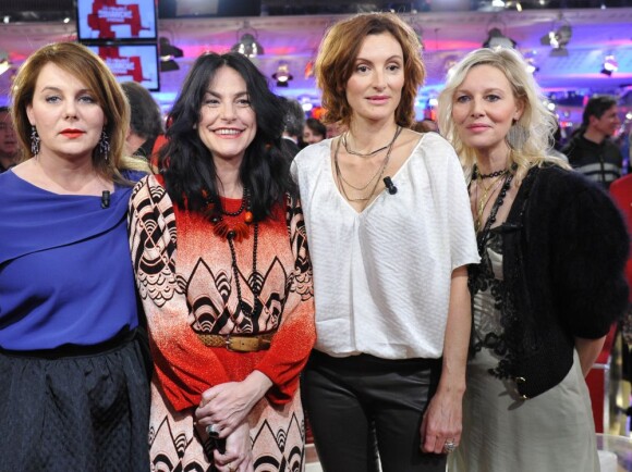 Lio, Camille Japy, Ariane Seguillon et Florence Thomassin lors de l'enregistrement de l'émission Vivement Dimanche, le 23 Janvier 2013