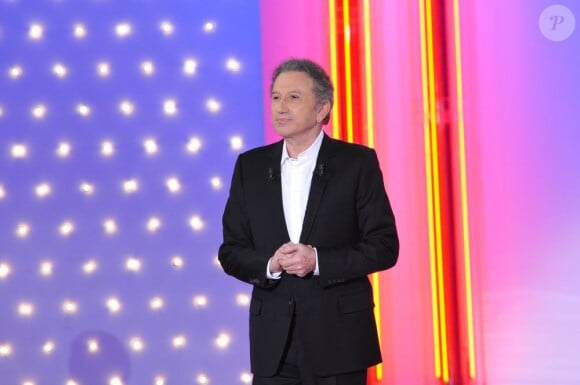 Michel Drucker lors de l'enregistrement de l'émission Vivement Dimanche, le 23 Janvier 2013