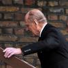 Le prince Philip, duc d'Edimbourg aux obsèques de sa nièce la princesse Margarita de Baden le 24 janvier 2013 en l'église orthodoxe de Serbie de l'ouest de Londres. La princesse est décédée le 15 janvier 2013 à 80 ans, dans le Surrey, des suites d'une longue maladie.