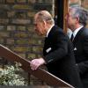 Le prince Philip, duc d'Edimbourg avec le prince héritier Alexander II Karadjordjevic de Yougoslavie aux obsèques de sa nièce la princesse Margarita de Baden le 24 janvier 2013 en l'église orthodoxe de Serbie de l'ouest de Londres. La princesse est décédée le 15 janvier 2013 à 80 ans, dans le Surrey, des suites d'une longue maladie.