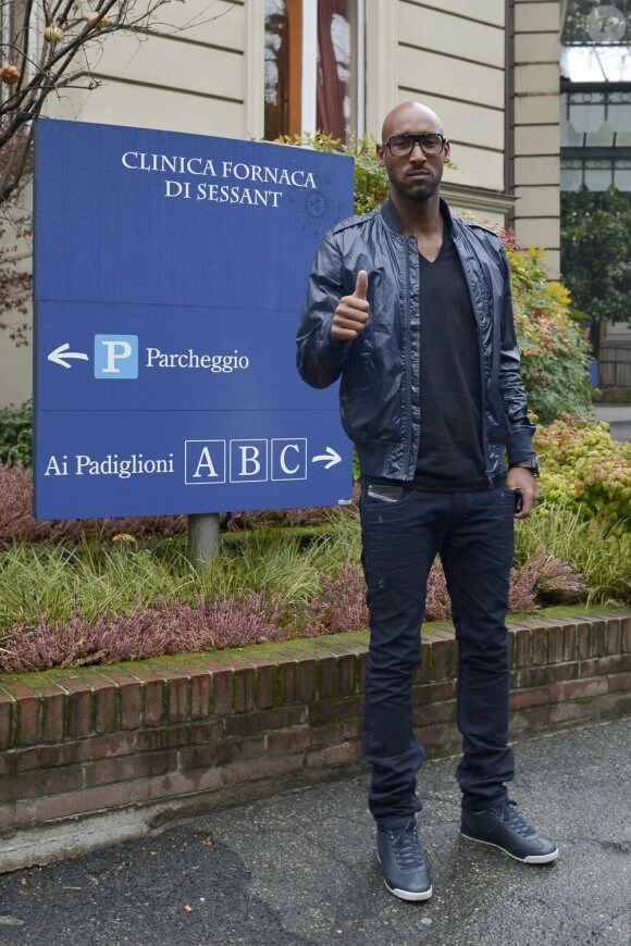 Nicolas Anelka lors de sa visite médicale avant de signer son contrat avec la Juventus de Turin le 28 janvier 2013