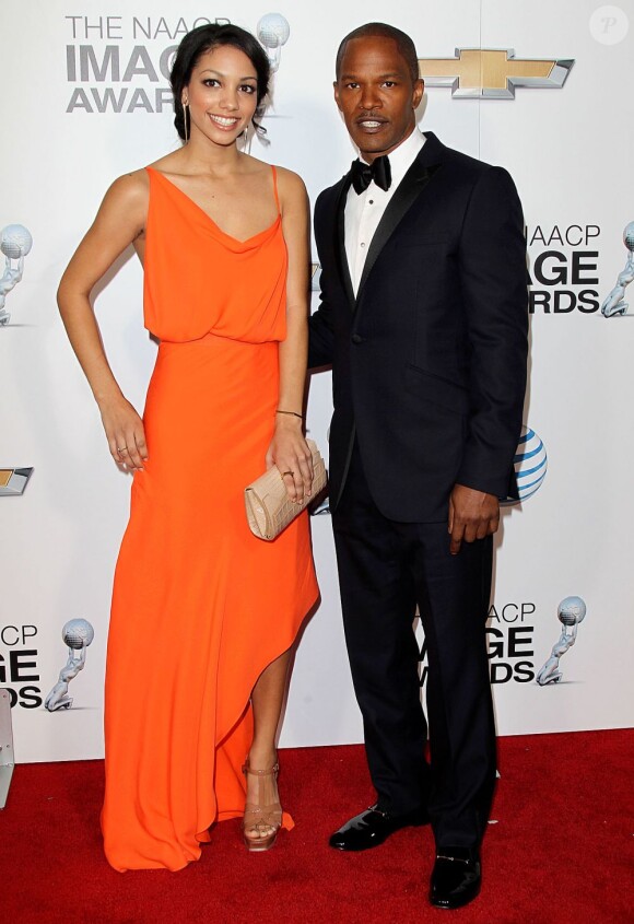 Jamie Foxx et sa fille Corrine assistent à la 44e cérémonie des NAACP Image Awards au Shrine Auditorium. Los Angeles. Le 1er février 2013.