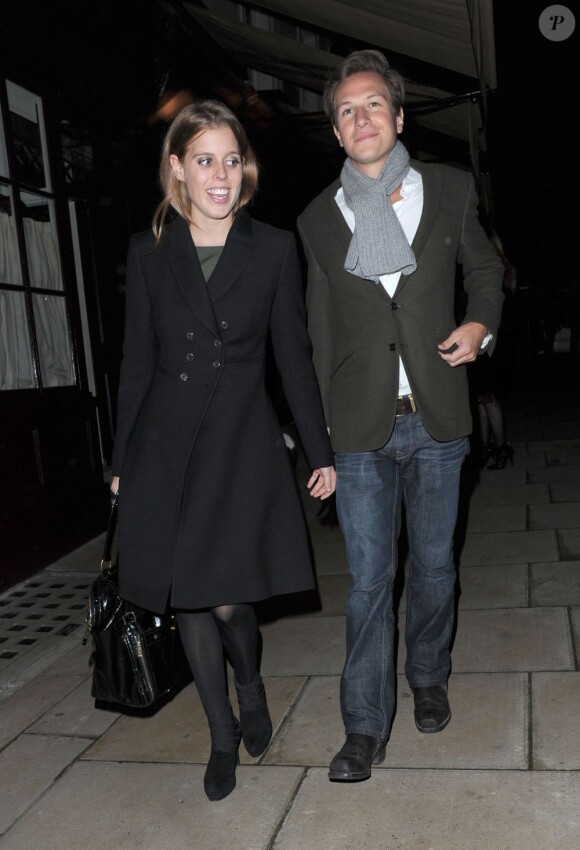 La princesse Beatrice d'York et Dave Clark à Londres le 13 décembre 2012, pour une sortie au Loulou's.