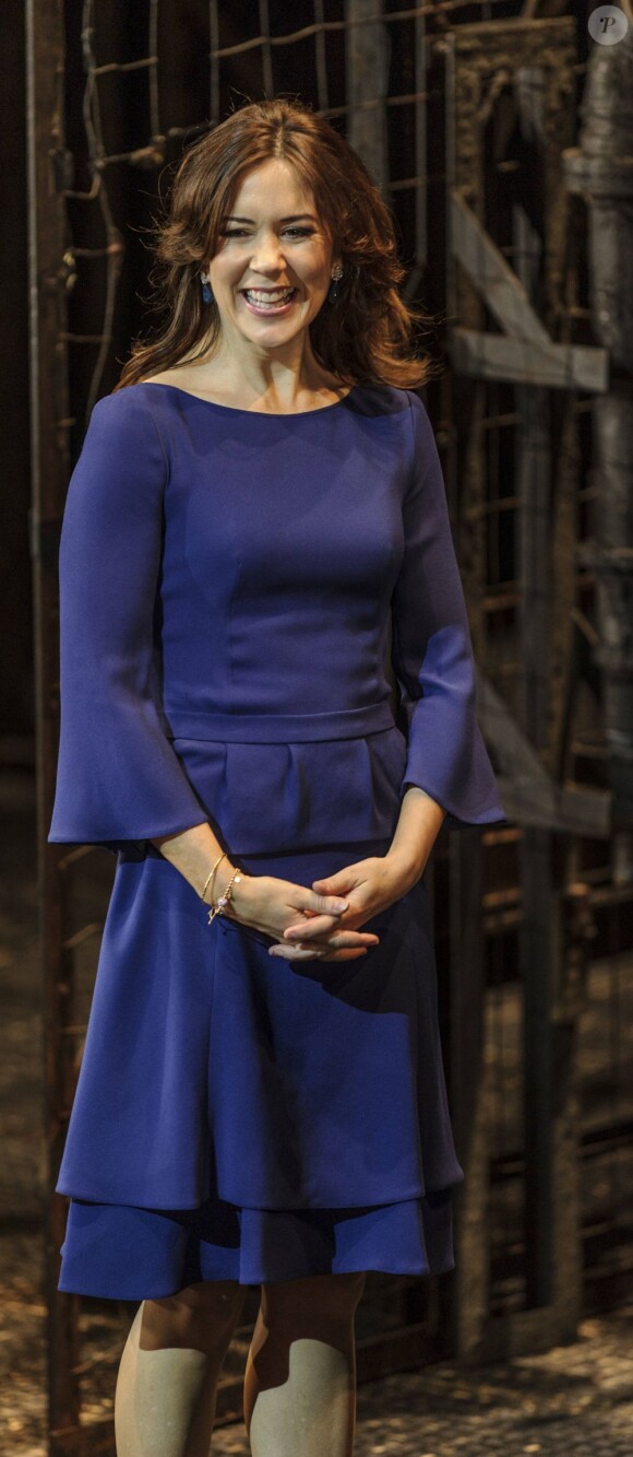 La princesse Mary présidait le 4 février 2013 la cérémonie de remise du Prix d'honneur de la Société danoise du cancer au Dr. Torben Palshof, à l'Opéra de Copenhague.