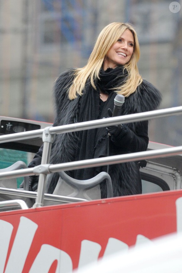 Le mannequin Heidi Klum sur le tournage de Germany's Next Top Model à New York, le 6 février 2013.