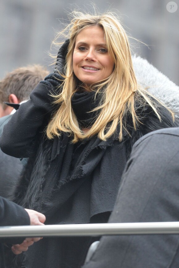 Heidi Klum sur le tournage de Germany's Next Top Model à New York, le 6 février 2013.