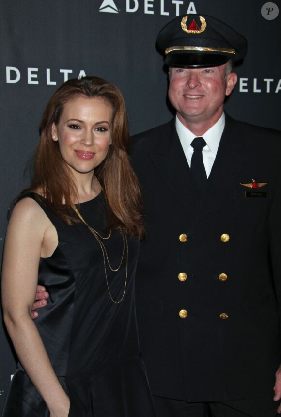 Alyssa Milano à la soirée L.A. Music Industry organisée par Delta Airlines dans la résidence du maire de Los Angeles, le 7 février 2013.