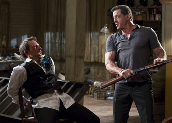 Christian Slater et Sylvester Stallone dans le film Du plomb dans la tête - tournage août 2011