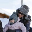  La princesse Marie et le prince Joachim de Danemark lors de leurs vacances d'hiver à Villars-sur-Ollon, photographiés le 13 février 2013 avec leurs enfants Nikolai (13 ans), Felix (11 ans), Henrik (3 ans) et Athena (1 an) au Col de la Bretaye. 