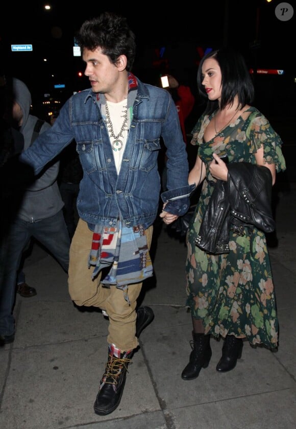 Katy Perry et John Mayer lors d'une sortie à Hollywood, le 4 janvier 2013.