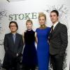 Le réalisateur Chan-wook Park, Mia Wasikowska, Nicole Kidman et Matthew Goode lors de l'avant-première du film Stoker à Londres le 17 février 2013