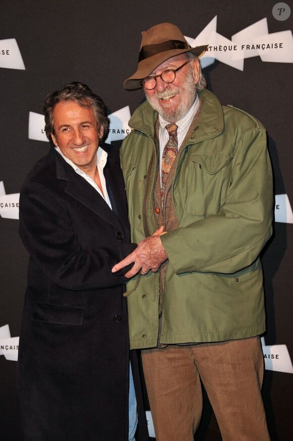 Richard Anconina et Jean-Pierre Marielle au vernissage de l'exposition consacrée à la Cinemathèque à Paris, le 18 février 2013.