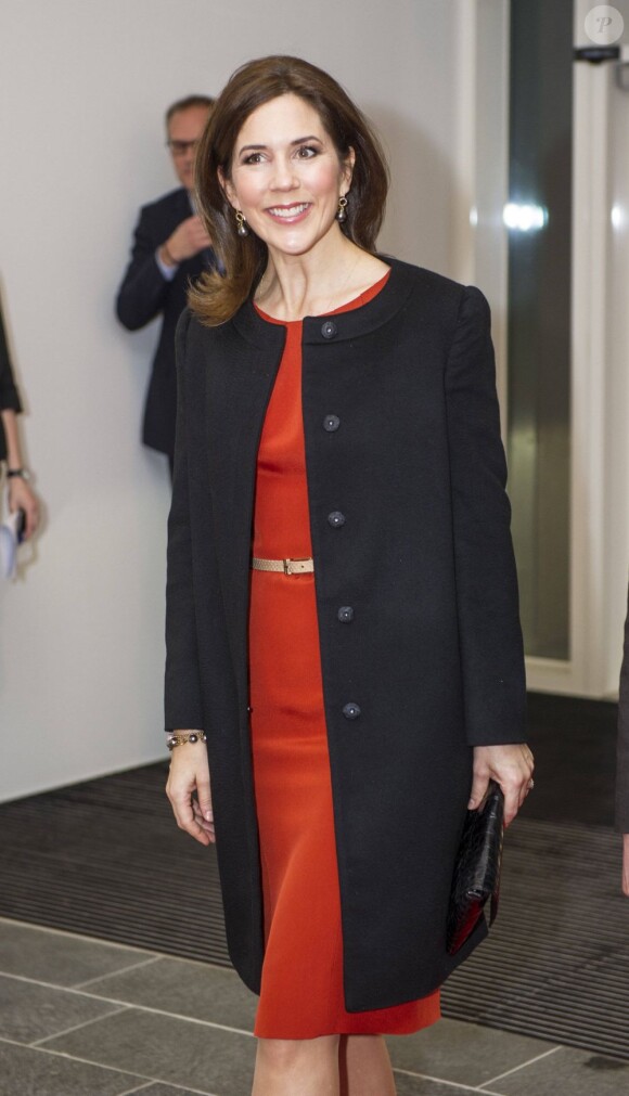 La princesse Mary de Danemark le 18 février 2013 à Copenhague pour l'ouverture d'une conférence internationale sur les inégalités.