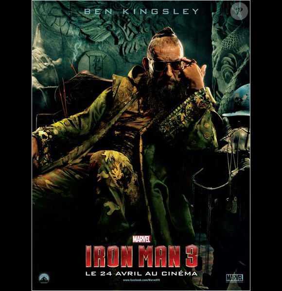 Affiche teaser du film Iron Man 3 avec Ben Kingsley alias le Mandarin