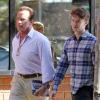 Exclu - Arnold Schwarzenegger et son fils Patrick vont déjeuner au restaurant à Brentwood, le 11 février 2013.