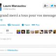 Message de Laure Manaudou à ses fans sur Twitter, le 6 mars 2013.