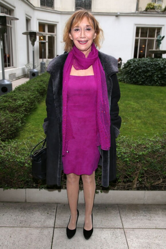 Marie-Anne Chazel arrive à l'hôtel Saint James & Albany pour assister au défilé Jitrois. Paris, le 6 mars 2013.