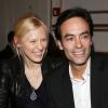Anthony Delon et Anna Sherbinina, souriants lors du défilé Jitrois à l'hôtel Saint James & Albany. Paris, le 6 mars 2013.