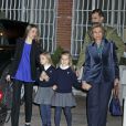 Queen Sofia, Prince Felipe and Letizia with their daughters Princess Leonor and Sofia visit Juan Carlos in Madrid, Wednesday March 6, 201306/03/2013 - Madrid