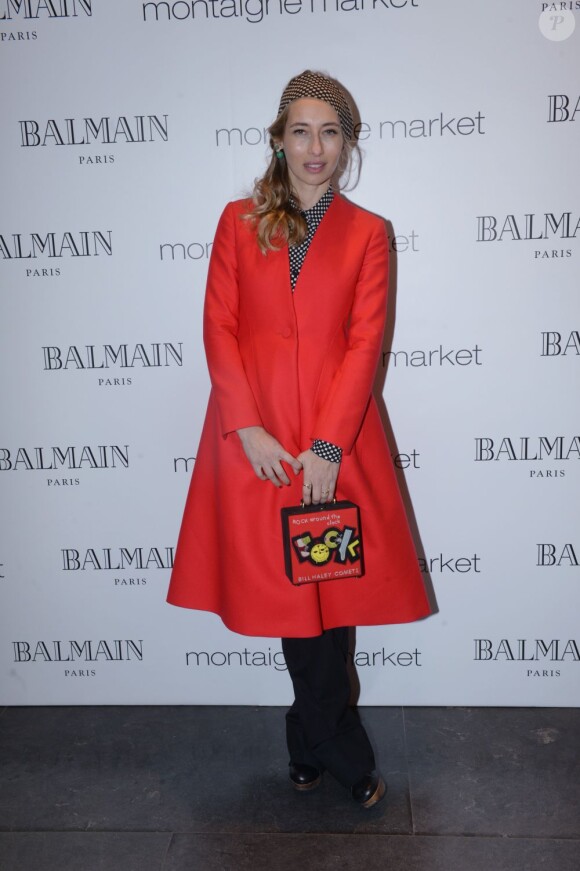 Exclusif - Alexandra Golovanoff assiste à la soirée de lancement de la collection joaillère Carbone de Balmain au Montaigne Market. Paris, le 1er mars 2013.