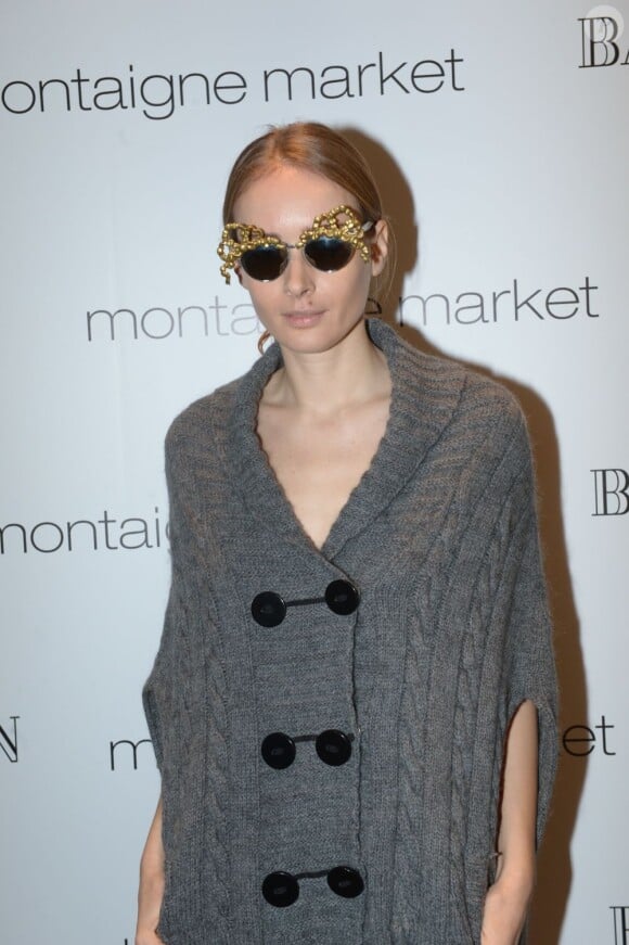 Exclusif - Le mannequin Olga Sorokina assiste à la soirée de lancement de la collection joaillère Carbone de Balmain au Montaigne Market. Paris, le 1er mars 2013.