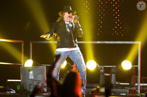 Axl Rose, le leader de Guns N' Roses, en concert au New Jersey, le 17 novembre 2011.