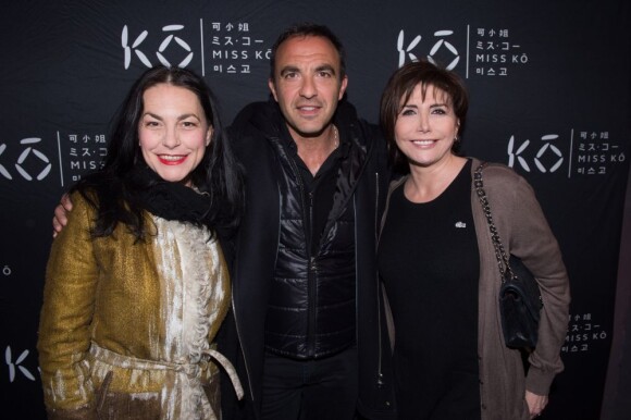 Exclu - Lio, Nikos Aliagas et Liane Foly lors de l'inauguration du restaurant Miss KÔ dans le 8e arrondissement de Paris. Le 18 mars 2013.
