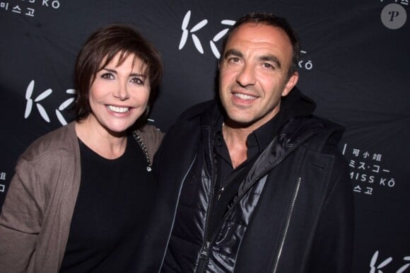 Exclu - Liane Foly et Nikos Aliagas lors de l'inauguration du restaurant Miss KÔ dans le 8e arrondissement de Paris. Le 18 mars 2013.