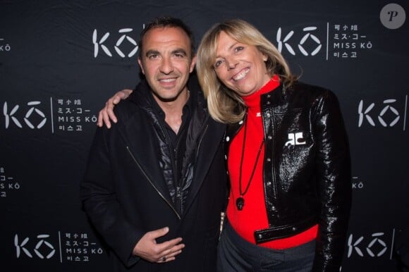 Exclu - Nikos Aliagas et Réjane Lacoste lors de l'inauguration du restaurant Miss KÔ dans le 8e arrondissement de Paris. Le 18 mars 2013.