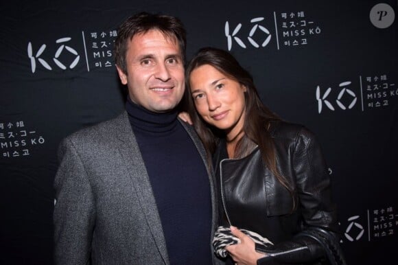 Exclu - Fabrice Santoro et sa compagne lors de l'inauguration du restaurant Miss KÔ dans le 8e arrondissement de Paris. Le 18 mars 2013.