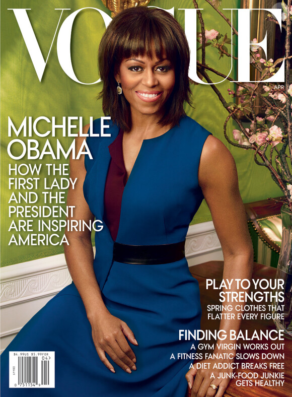 Michelle Obama photographiée par Annie Leibovitz pour le numéro d'avril 2013 du magazine Vogue.