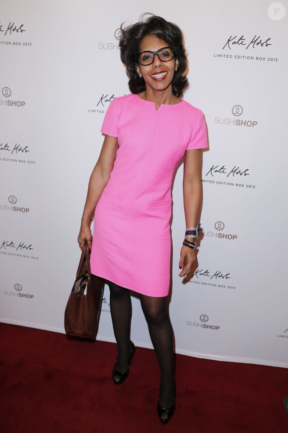 Audrey Pulvar en rose lors de la soirée de lancement de la Box Kate Moss pour Sushi Shop à la Nouvelle Eve à Paris, le 19 mars 2013