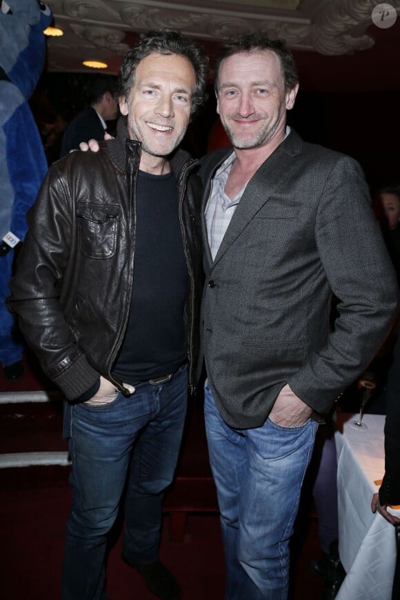 Stéphane Freiss et Jean-Paul Rouve lors de la soirée de lancement de la Box Kate Moss pour Sushi Shop à la Nouvelle Eve à Paris, le 19 mars 2013