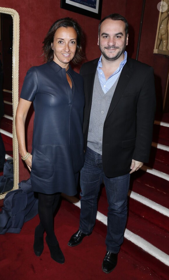 François-Xavier Demaison et sa femme lors de la soirée de lancement de la Box Kate Moss pour Sushi Shop à la Nouvelle Eve à Paris, le 19 mars 2013