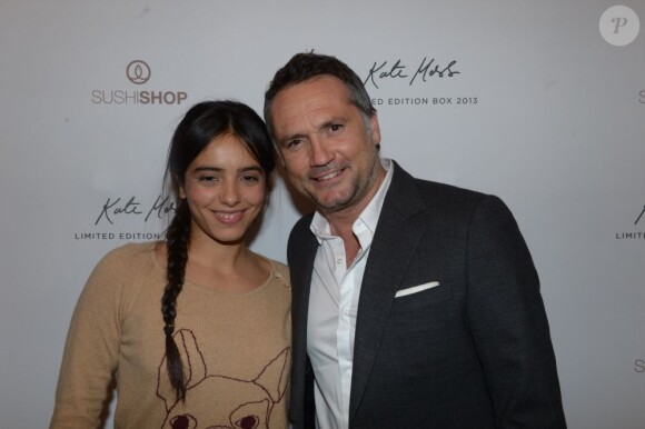 Hafsia Herzi et Grégory Marciano lors de la soirée de lancement de la Box Kate Moss pour Sushi Shop à la Nouvelle Eve à Paris, le 19 mars 2013