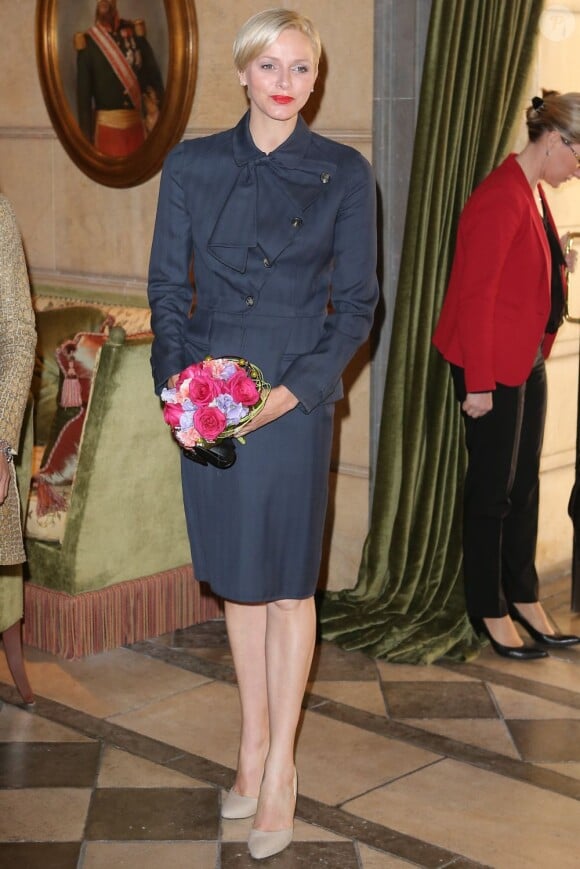 La princesse Charlene au Ladies'Lunch Monte-Carlo 2013 au palace Metropole, le 21 mars 2013, en sa qualité de présidente d'honneur de l'association.