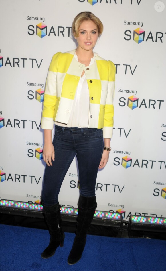 Kate Upton lors de la soirée de lancement de la Smart TV de Samsung au Musée Américain de la Finance. New York, le 20 mars 2013.