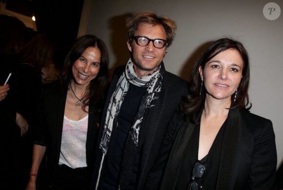 Juliette Swildens, Laurent Delahousse, Nathalie Brunet, Exclusif - Présentation de la première collection de lunettes Swildens dans l'une des boutiques de la marque située rue de Poitou à Paris, le 28 mars 2013.