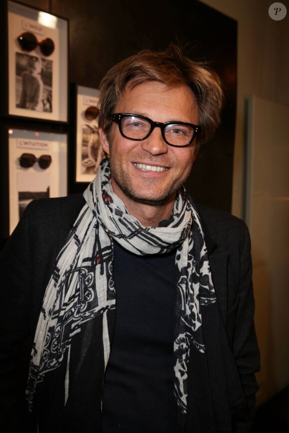 Laurent Delahousse, Exclusif - Présentation de la première collection de lunettes Swildens dans l'une des boutiques de la marque située rue de Poitou à Paris, le 28 mars 2013.