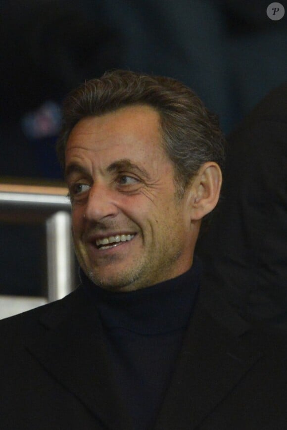 Nicolas Sarkozy pendant la rencontre PSG - Montpellier au Parc des Princes, Paris, le 29 mars 2013.