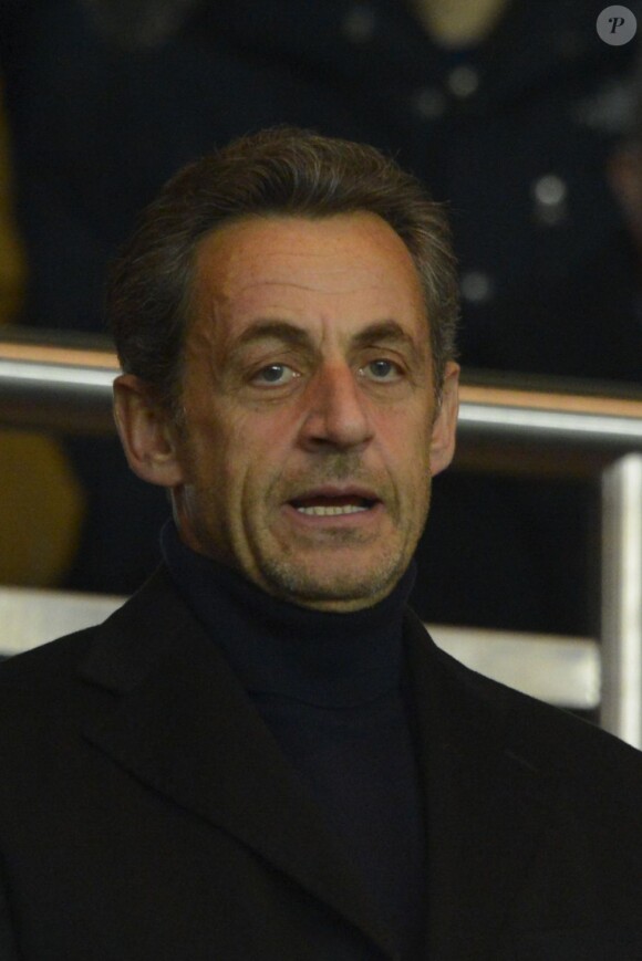 Nicolas Sarkozy lors de la rencontre PSG - Montpellier au Parc des Princes, Paris, le 29 mars 2013.