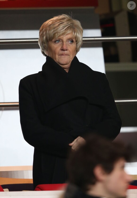 Sandra Beckham (Maman de David Beckham) pendant la rencontre PSG - Montpellier au Parc des Princes, Paris, le 29 mars 2013.