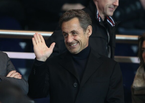 Nicolas Sarkozy radieux lors de la rencontre PSG - Montpellier au Parc des Princes, Paris, le 29 mars 2013.