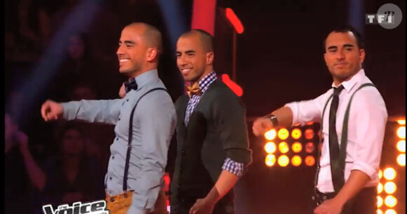 3nity Brothers et Shadoh dans The Voice 2, lors des battles, le samedi 30 mars 2013.