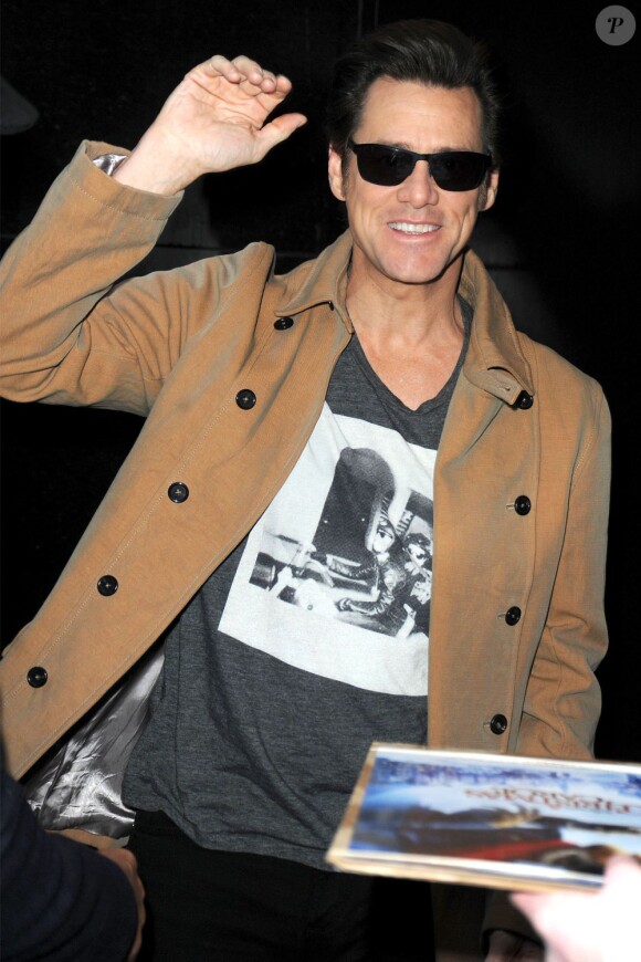 Jim Carrey lors de son passage à Good Morning America, New York, le 14 mars 2013.