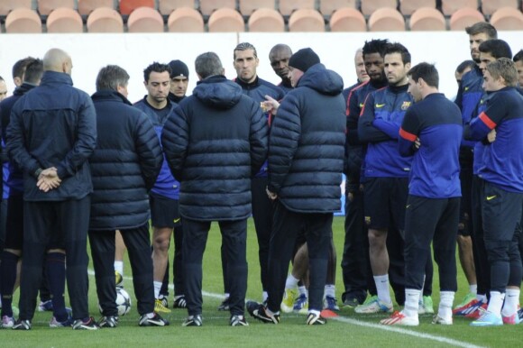 Dernier entraînement du Barça au Parc des Princes avant le match contre le PSG le 1er avril 2013.