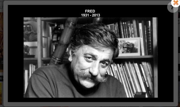 Hommage de l'éditeur Dargaud au dessinateur Fred, mort le 2 avril 2013 à Paris